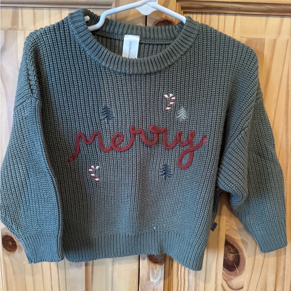 Festive Green 'Merry' Kids Sweater